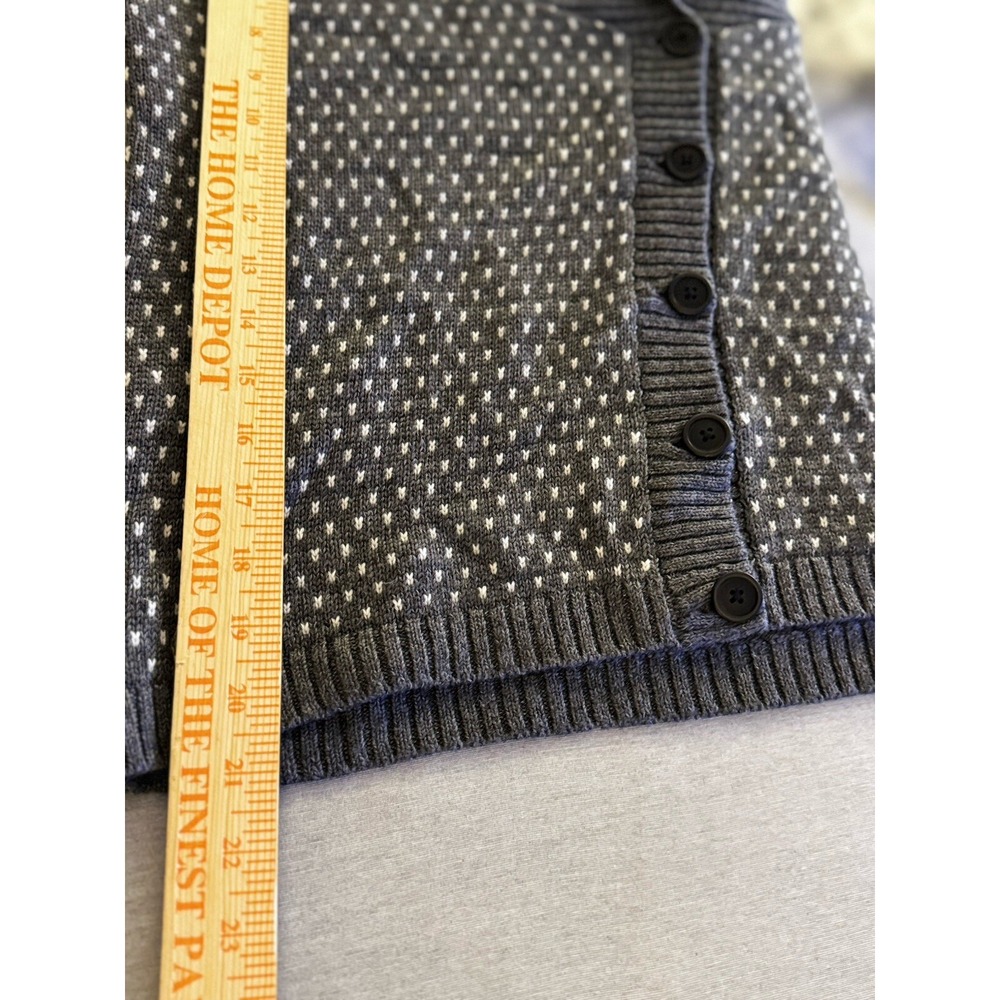 Garnet Hill Gray & White Shawl Collar Button Cardigan - Picture 8 of 9